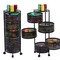 Kitchen Storage Cart 5 Tier Circular Rotating Basket Storage Rack With 360 Degree Wheels Fruit Vegetable Metal Wire